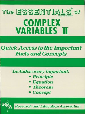cover image of Complex Variables II Essentials
